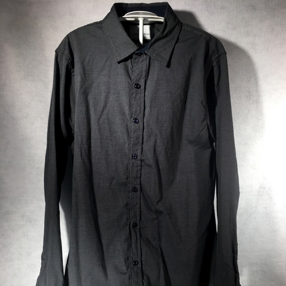 Long-sleeve slim dress shirt shiny buttons soft - Picture 6 of 6